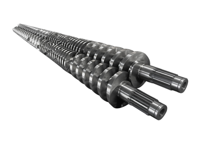 Conical twin screw and barrel